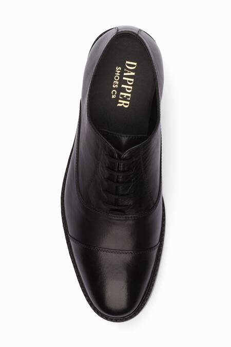 Dapper Shoes_Black Cap Toe Oxford Shoes _at_Aza_Fashions