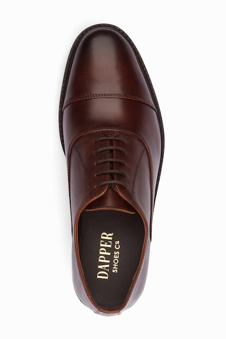 Shop_Dapper Shoes_Brown Cap Toe Oxford Shoes _Online_at_Aza_Fashions