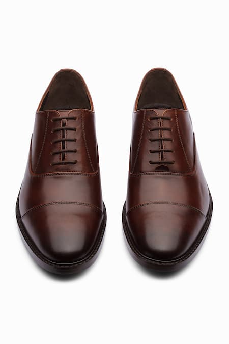 Dapper Shoes_Brown Cap Toe Oxford Shoes _at_Aza_Fashions