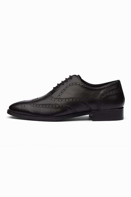Dapper Shoes_Black Cut Work Full Brogue Wingtip Oxford - _Online_at_Aza_Fashions