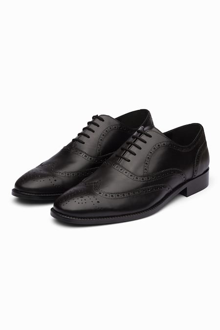3dm Lifestyle Black Cut Work Full Brogue Wingtip Oxford - 