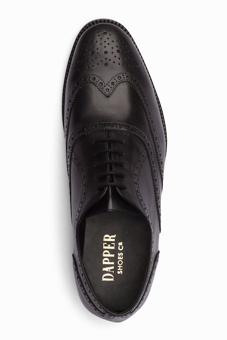 Dapper Shoes_Black Cut Work Full Brogue Wingtip Oxford - _at_Aza_Fashions