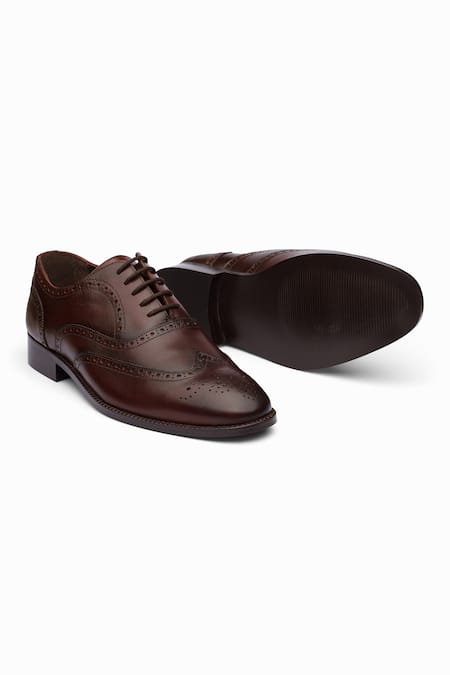 Dapper Shoes Dark Brown Full Brogue Wingtip Oxford Shoes 