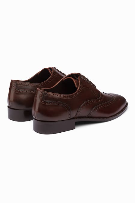Buy_Dapper Shoes_Brown Cut Work Dark Full Brogue Wingtip Oxford Shoes _Online_at_Aza_Fashions