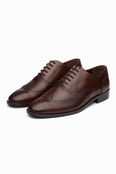 3dm Lifestyle Brown Cut Work Dark Full Brogue Wingtip Oxford Shoes 