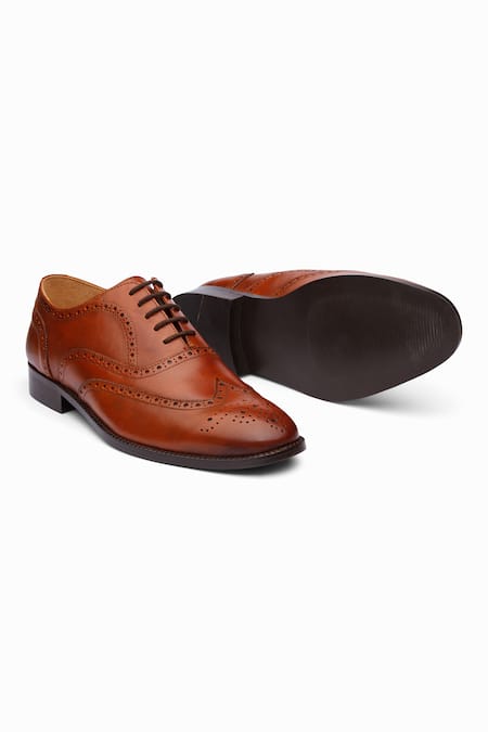 Dapper Shoes Full Brogue Wingtip Oxford - TAN 