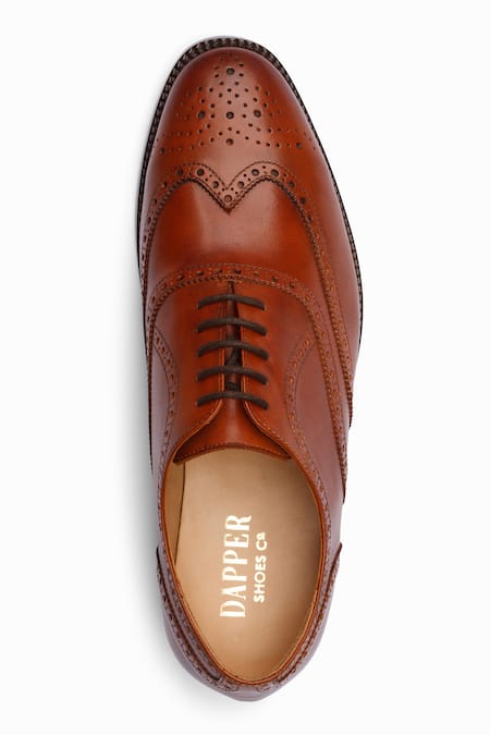 Shop_Dapper Shoes_Brown Cut Work Full Brogue Wingtip Oxford - Tan _Online_at_Aza_Fashions