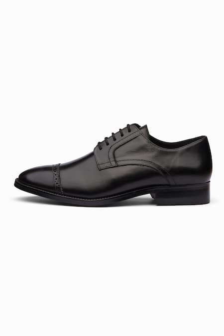 Dapper Shoes_Black Cap Toe Derby Shoes _Online_at_Aza_Fashions