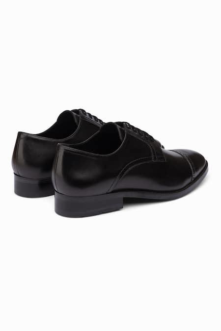 Buy_Dapper Shoes_Black Cap Toe Derby Shoes _Online_at_Aza_Fashions