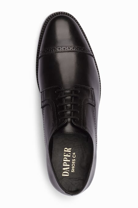 Dapper Shoes_Black Cap Toe Derby Shoes _at_Aza_Fashions