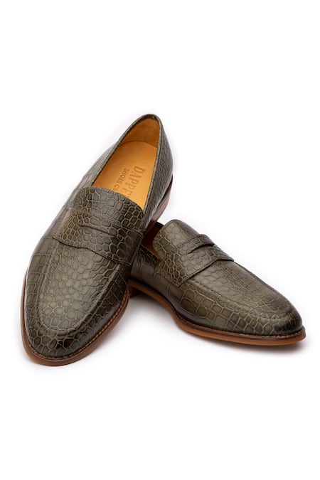Dapper Shoes Penny Loafer - Crocodile Green 
