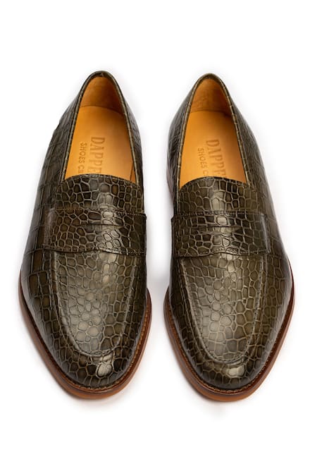 Buy_Dapper Shoes_Green Penny Loafer - Crocodile 