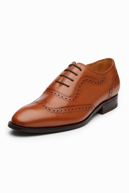 Shop_Dapper Shoes_Brown Cut Work Cognac Wingtip Brogue Shoes _Online_at_Aza_Fashions