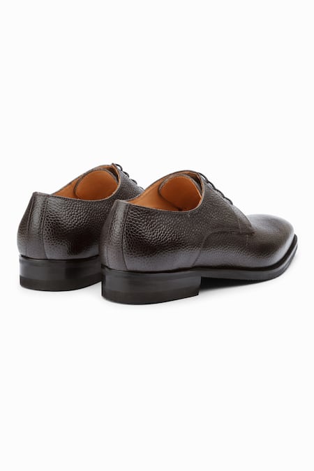 Buy_Dapper Shoes_Gray Grey Grain Leather Derby Shoes _Online_at_Aza_Fashions