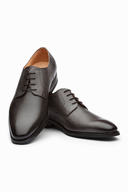 Dapper Shoes Grey Grain Leather Derby Shoes 