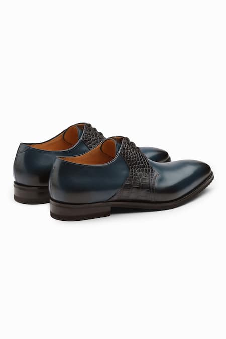 Buy_Dapper Shoes_Navy Albert Crocodile Leather Derby Shoes _Online_at_Aza_Fashions