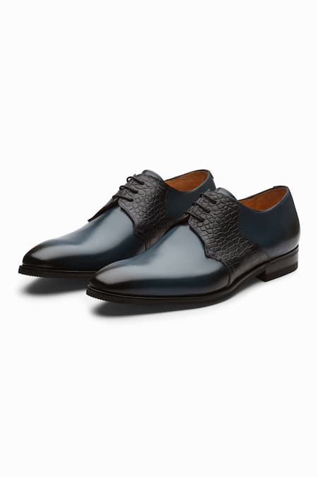 3dm Lifestyle Navy Albert Crocodile Leather Derby Shoes 