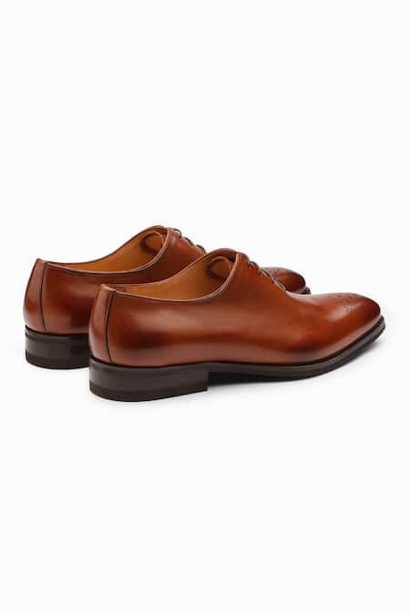 Buy_Dapper Shoes_Brown Cognac Wholecut Oxford Leather Shoes _Online_at_Aza_Fashions