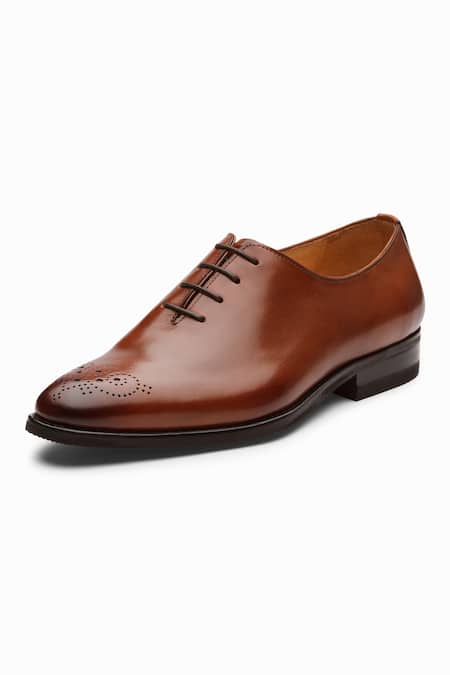 Shop_Dapper Shoes_Brown Cognac Wholecut Oxford Leather Shoes _Online_at_Aza_Fashions