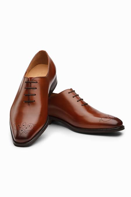Dapper Shoes Cognac Wholecut Oxford Leather Shoes 