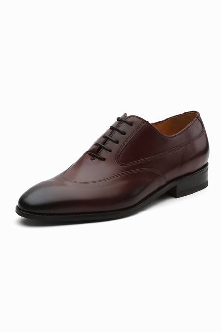 Shop_Dapper Shoes_Burgundy Swan Neck Leather Oxford Shoes _Online_at_Aza_Fashions