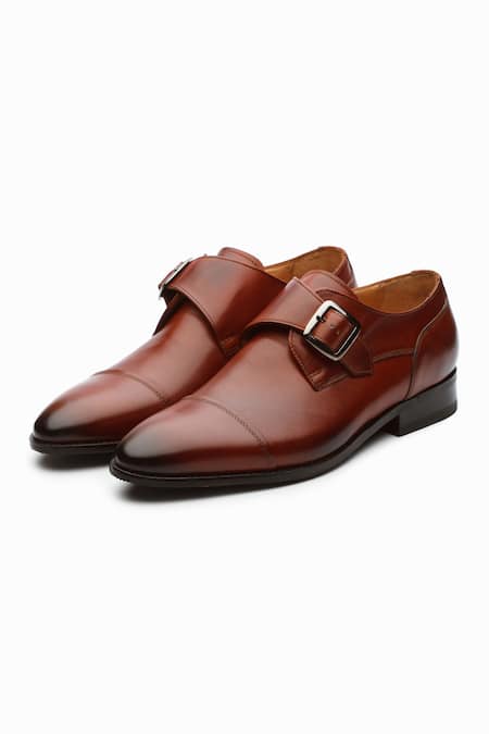 Dapper Shoes Toe Cap Single Monkstrap Cognac Shoes 