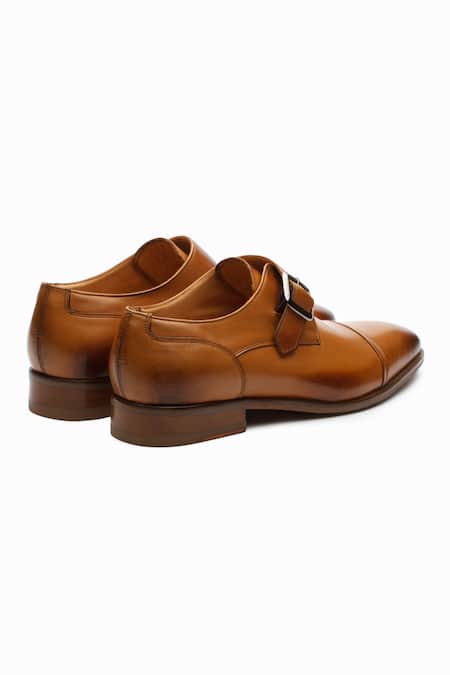 Buy_Dapper Shoes_Brown Toe Cap Single Monkstrap Tan Shoes _Online_at_Aza_Fashions