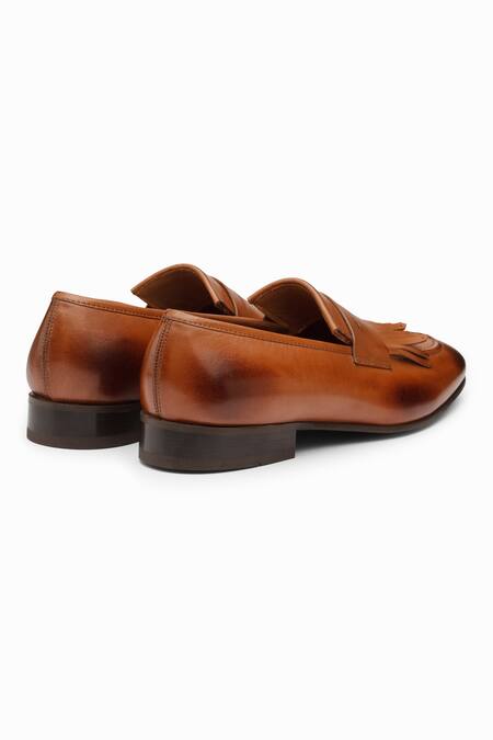 Buy_Dapper Shoes_Brown Fringe Belgian Loafers _Online_at_Aza_Fashions