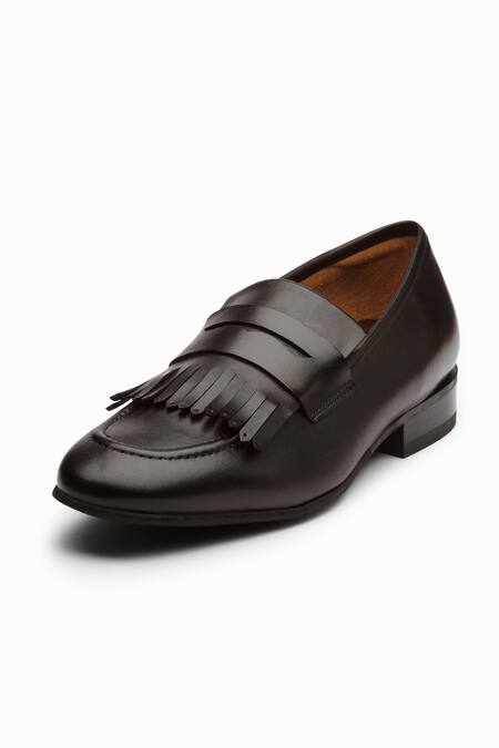 Shop_Dapper Shoes_Black Fringe Belgian Loafers _Online_at_Aza_Fashions