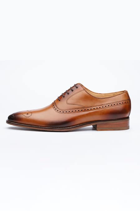 Dapper Shoes_Brown Cut Work Brogue Oxford Shoes _Online_at_Aza_Fashions