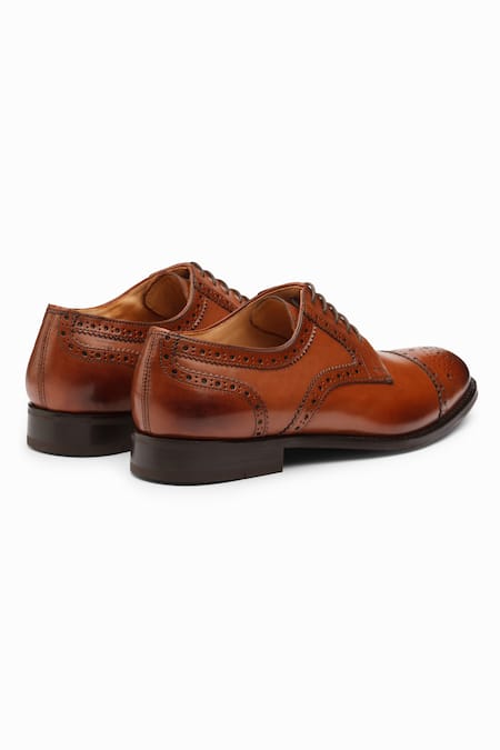 Buy_Dapper Shoes_Brown Toecap Derby Brogue Shoes _Online_at_Aza_Fashions