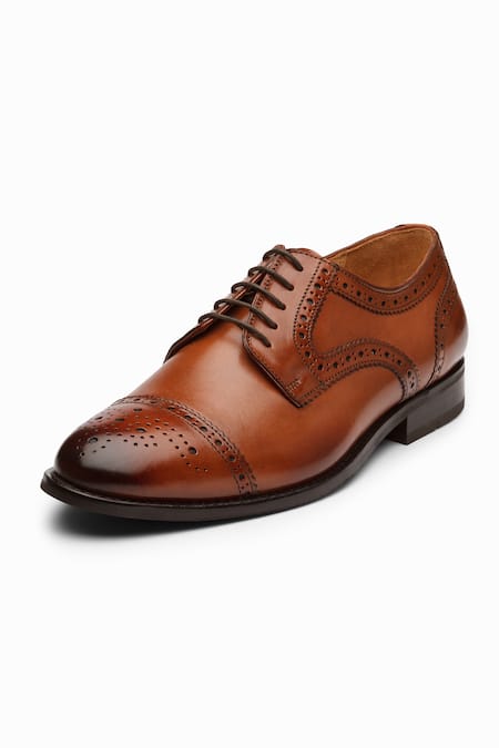 Shop_Dapper Shoes_Brown Toecap Derby Brogue Shoes _Online_at_Aza_Fashions