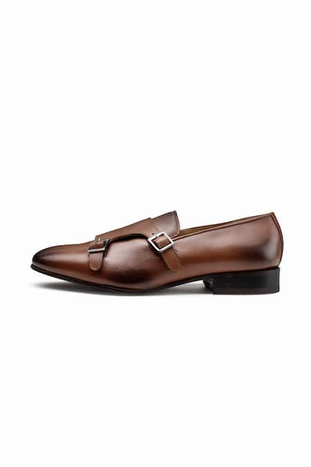 Dapper Shoes_Brown Buckles Double Monk Loafers _Online_at_Aza_Fashions