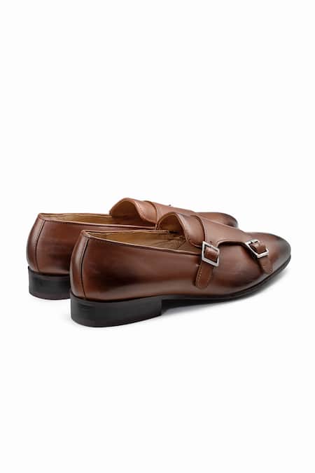 Buy_Dapper Shoes_Brown Buckles Double Monk Loafers _Online_at_Aza_Fashions