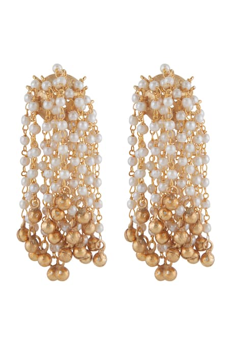 Buy_Curio Cottage_Gold Plated Pearls Meira Cascade Earrings_Online_at_Aza_Fashions