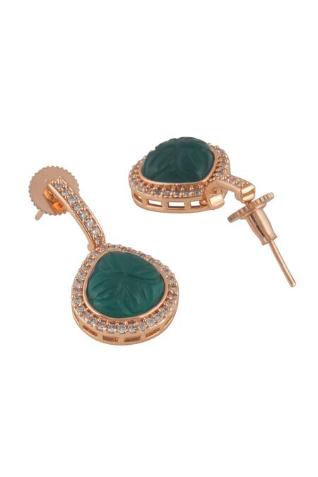 Curio Cottage_Gold Plated Stones, Crystals Meira Trinity Glam Necklace Set_Online_at_Aza_Fashions