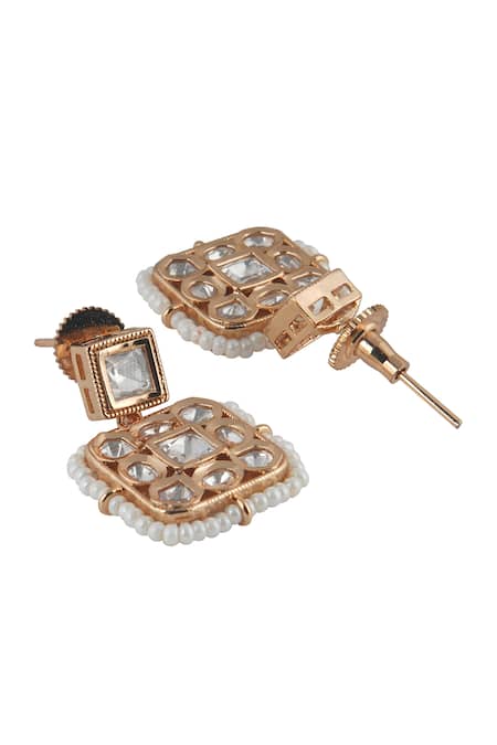 Shop_Curio Cottage_Gold Plated Gemstones, Beads Meira Kundan Glow Choker Set_Online_at_Aza_Fashions