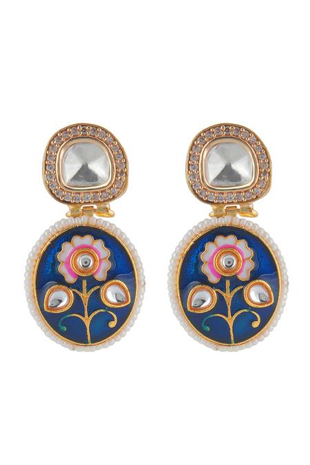 Buy_Curio Cottage_Multi Color Indigo Blush Enamel Necklace Set_Online_at_Aza_Fashions