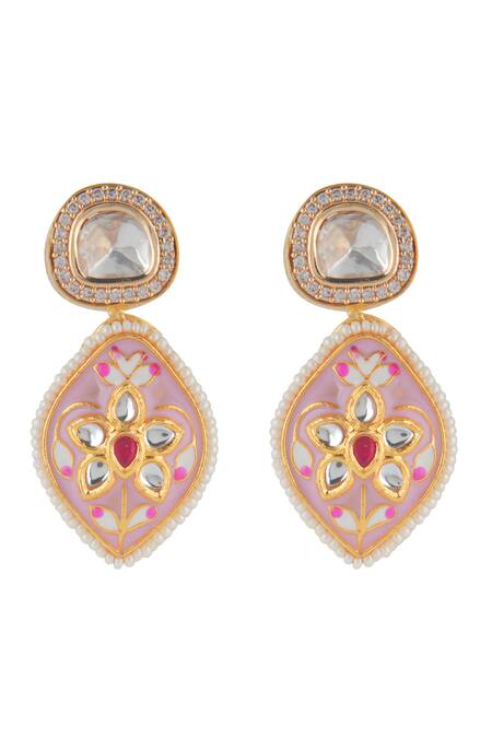 Curio Cottage_Multi Color Pearls, Stones, Faux Diamonds Meira Enamel Spring Necklace Set_at_Aza_Fashions