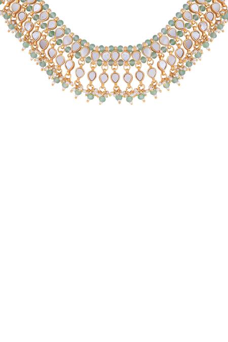 Buy_Curio Cottage_Green Meira Mother Of Pearl Necklace_Online_at_Aza_Fashions