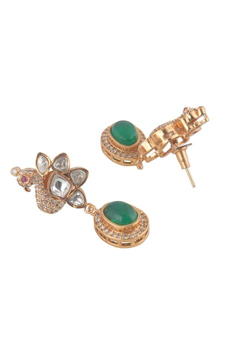 Buy_Curio Cottage_Gold Plated Gemstones, Radiant Harmony Kundan Set_Online_at_Aza_Fashions