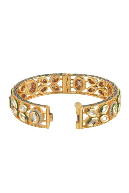 Curio Cottage_Gold Plated Meira Enamel Love Bangle_Online_at_Aza_Fashions