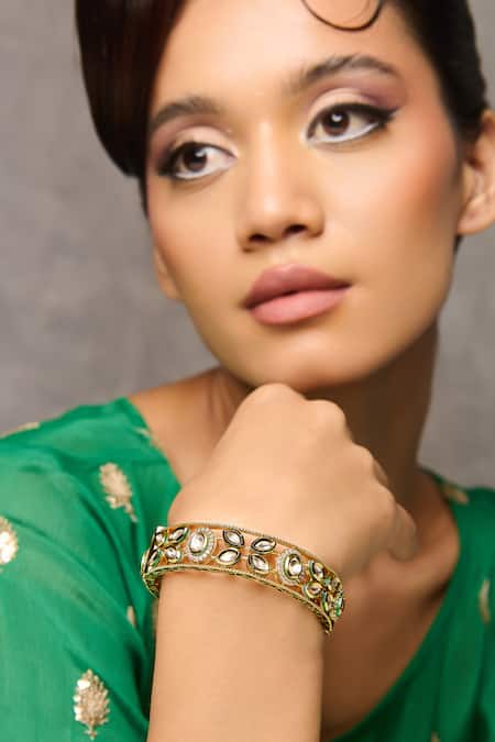 Curio Cottage Gold Plated Meira Enamel Love Bangle 