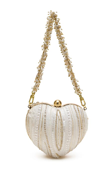 Doux Amour Zoe Embroidered Heart Shaped Clutch 