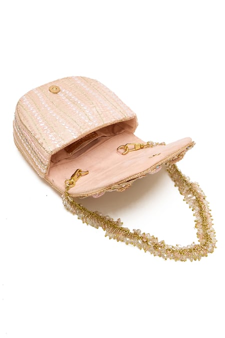 Doux Amour_Blush Embroidery, Beads Fiona Clutch _Online_at_Aza_Fashions