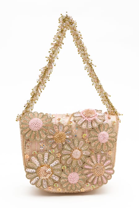 Doux Amour Blush Embroidery, Beads Fiona Clutch 