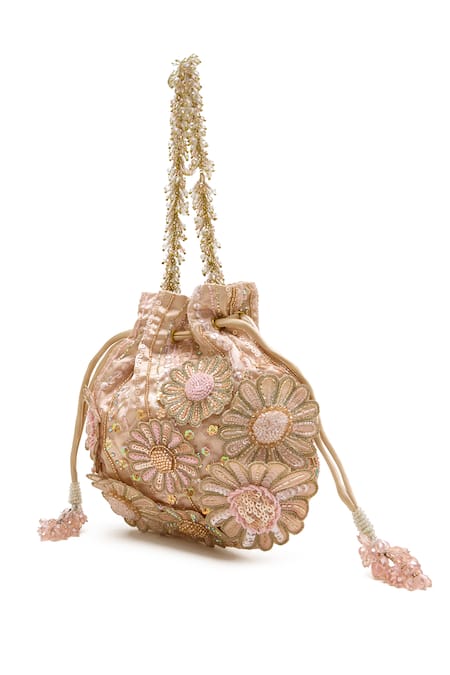 Buy_Doux Amour_Blush Embroidery, Beads Emma Potli Bag _Online_at_Aza_Fashions