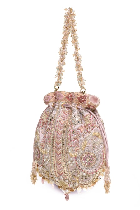 Doux Amour_Blush Embroidery, Beads Hani Potli _Online_at_Aza_Fashions
