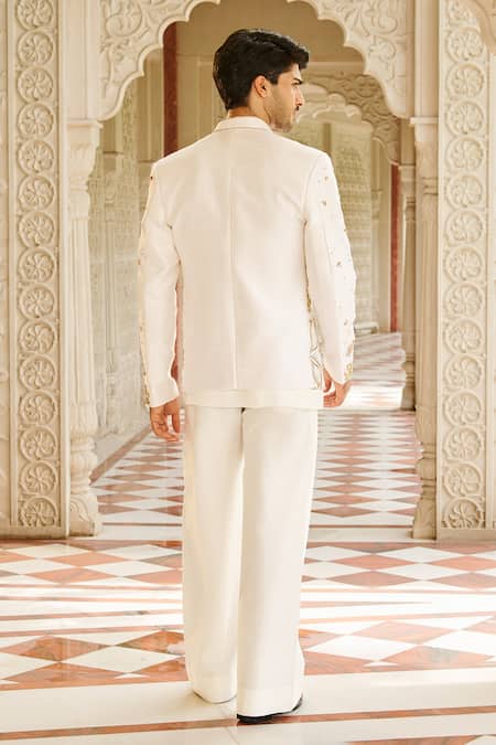 Contrast By Parth Ivory Bandhgala Jacket Set 