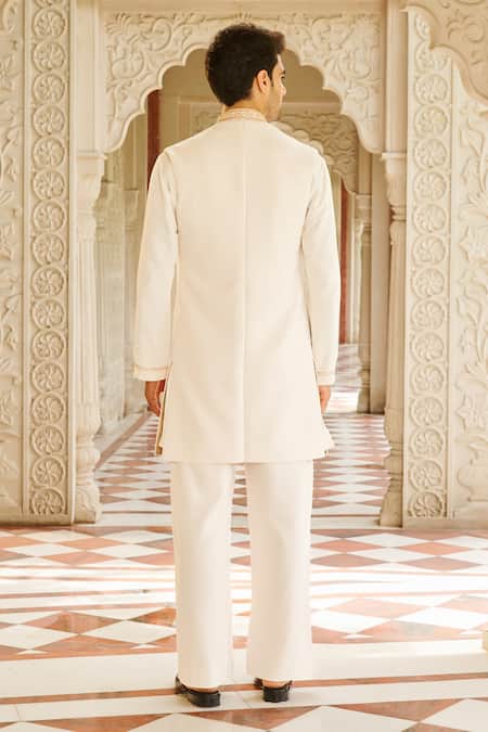 Contrast By Parth Cream Embroidered Sherwani Set 